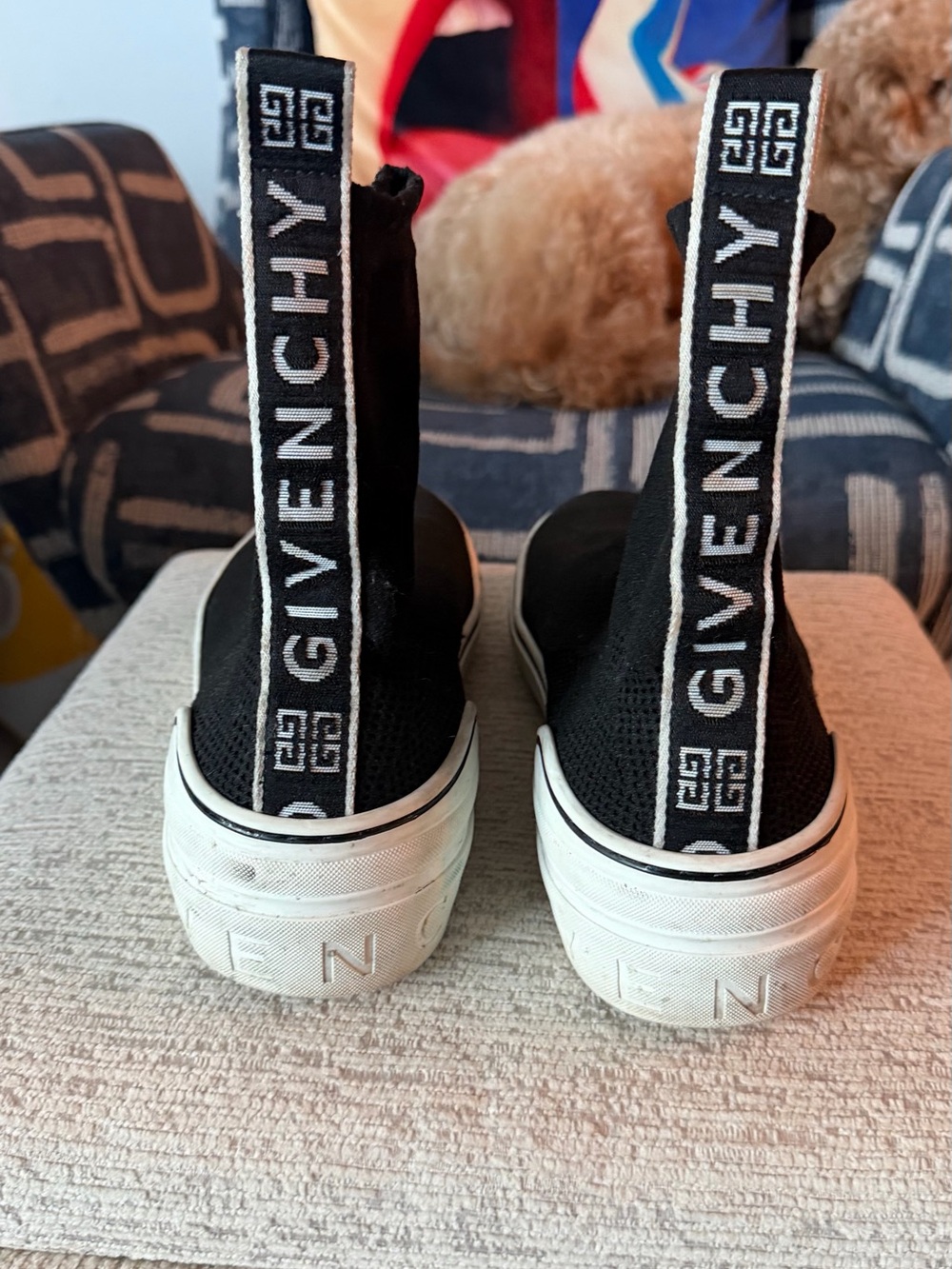 Givenchy Black and White Logo-Strip Slip-On Sneakers